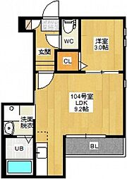 Grandtic SUBARU 1階1LDKの間取り
