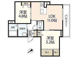 グランラボ南千田 3階2LDKの間取り