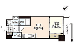 ブランシエスタ河原町 4階1LDKの間取り
