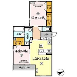 ボナール 1階2LDKの間取り