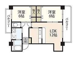 セントラル古江III 2階2LDKの間取り