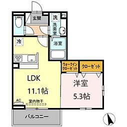 アヴァンティ矢賀 2階1LDKの間取り