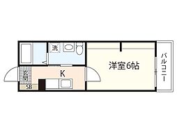 ソシエテ海田・畝 1Kの間取図画像