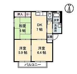 ブロッサム井口 3DKの間取図画像