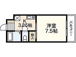 グリーンハイムタニモト 1Kの間取図画像