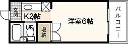 WING五日市 1Kの間取図画像