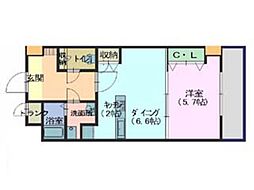 サンフォレスタ七尾 1DKの間取図画像