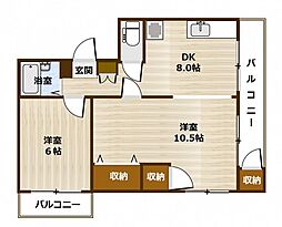 アズサコーポ 2DKの間取図画像