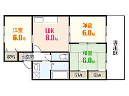 ピュア小川 3DKの間取図画像