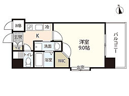 エイトバレー横川リバーフロント 1Kの間取図画像