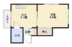 シャトー西白島 1DKの間取図画像
