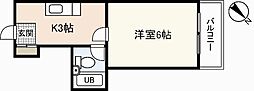 アストラムシンカワ 1Kの間取図画像