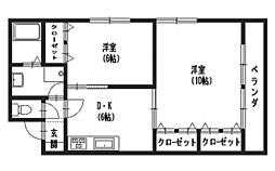グリーンヴィラ大宮 2LDKの間取図画像