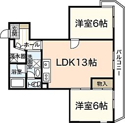 明貴マンション 2LDKの間取図画像