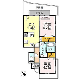 グランラフィーネB 2DKの間取図画像