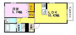 コーポナカノ2 1LDKの間取図画像
