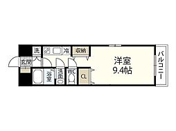 グラビスコート西原駅前 ワンルームの間取図画像