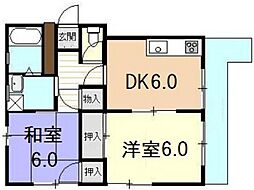 松山ビル 2DKの間取図画像