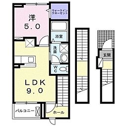 カメリア2 1LDKの間取図画像