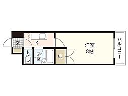 カーナ西田 1Kの間取図画像