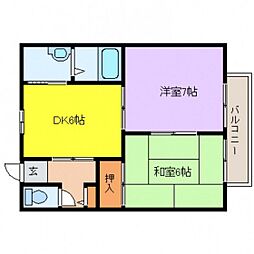 ブランミュール 2DKの間取図画像