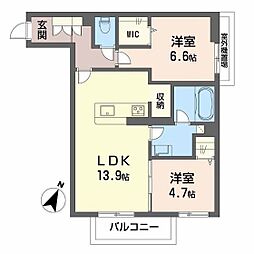 メゾンドコリーヌ 2LDKの間取図画像