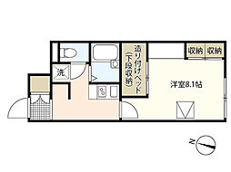 レオパレスフクシマ 1Kの間取図画像