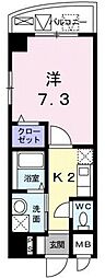 クラールアヴェニュー 1Kの間取図画像