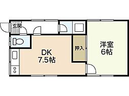 メゾン山崎 1Kの間取図画像