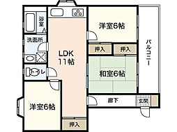 ハイムN-2 3LDKの間取図画像