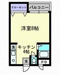 RO田園A ワンルームの間取図画像