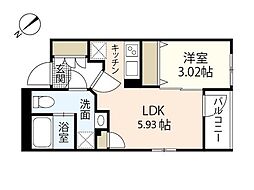 ヴィラ博丈庚午北 1DKの間取図画像