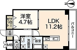 ルネスクレアーレヴェント 1LDKの間取図画像
