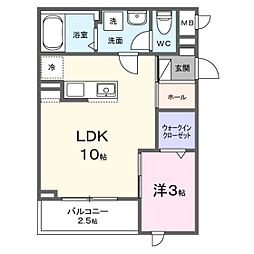 ケイ・カドヤ 1LDKの間取図画像