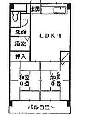コーポカワチ 2階2LDKの間取り