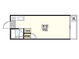 コーポアルファ 2階ワンルームの間取り