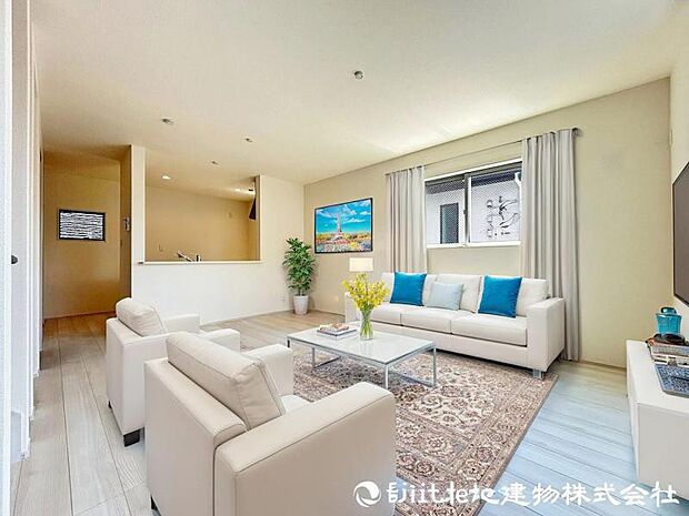 <ダイニング>対面キッチン前の広いダイニングスペースです。(家具イメージ)