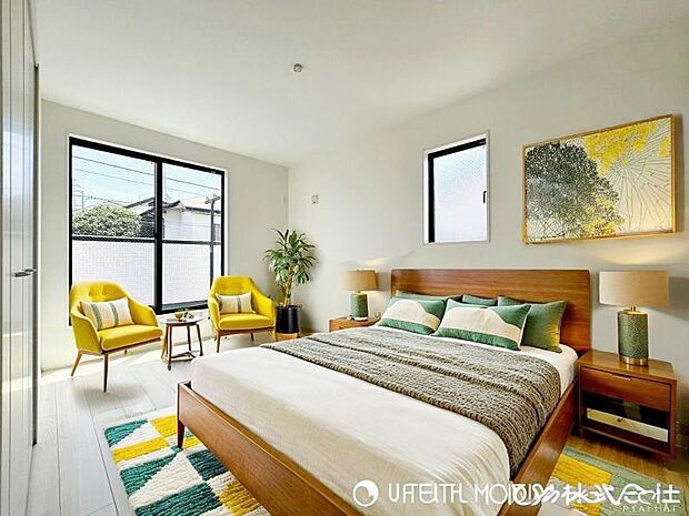 ＜主寝室＞バルコニーに面した明るい主寝室7.25帖です。（家具イメージ）