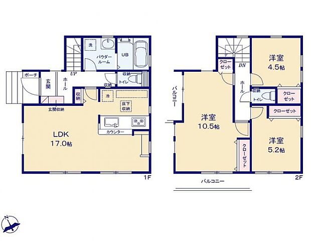 ＜間取図＞広々としている主寝室10帖は間仕切り壁を造って4ＬＤＫにも変更可能です。（別途費用）