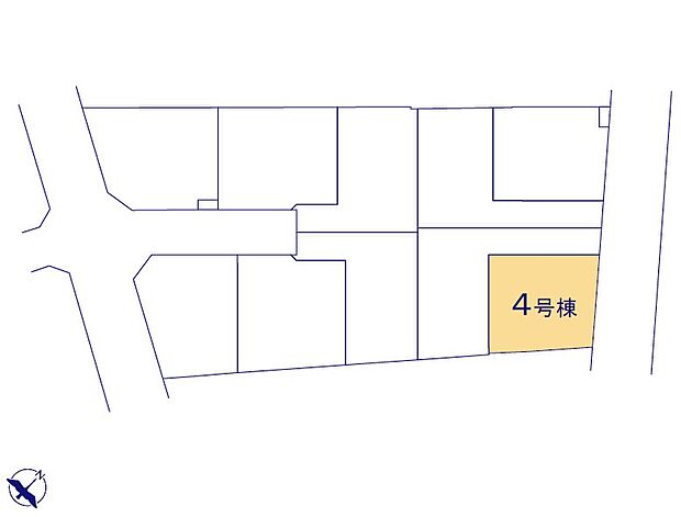 ＜区画図＞全10棟　4号棟カースペース2台有り