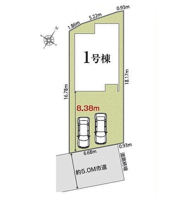 ＜区画図＞東南道路に面して陽当たり良好です。