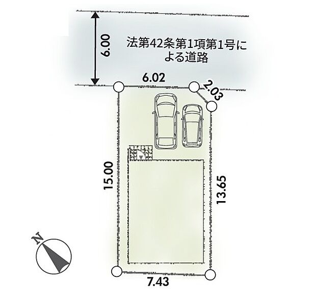 ＜区画図＞敷地面積33坪　カースペース並列2台