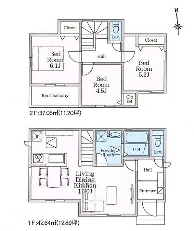 <間取図>全居室南向きの明るい3LDK
