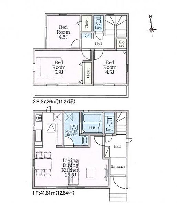 ＜間取図＞セカンド洗面のある3ＬＤＫ