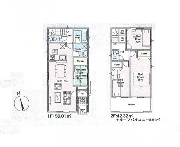 ＜間取図＞リビングとつながる和室がある4ＬＤＫの間取です。