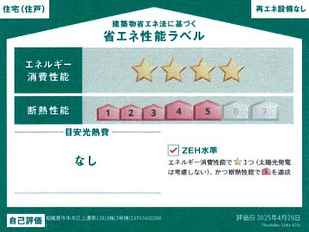 ＜省エネ性能ラベル＞ＺＥＨ水準