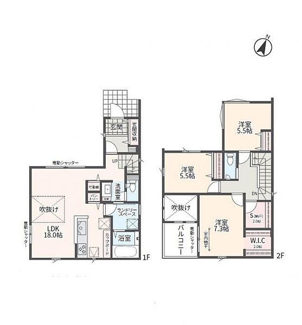 ＜間取図＞ウォークスルー洗面で家事動線がスムーズな3ＬＤＫ
