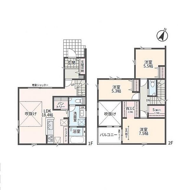 ＜間取図＞ウォークインクローゼットや納戸等の収納が豊富な3ＬＤＫ