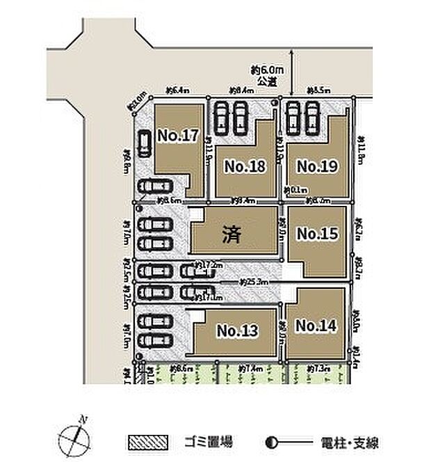 ＜全体区画図＞No19号棟　カースペース並列2台