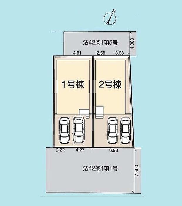 ＜全体区画図＞全2棟　1号棟